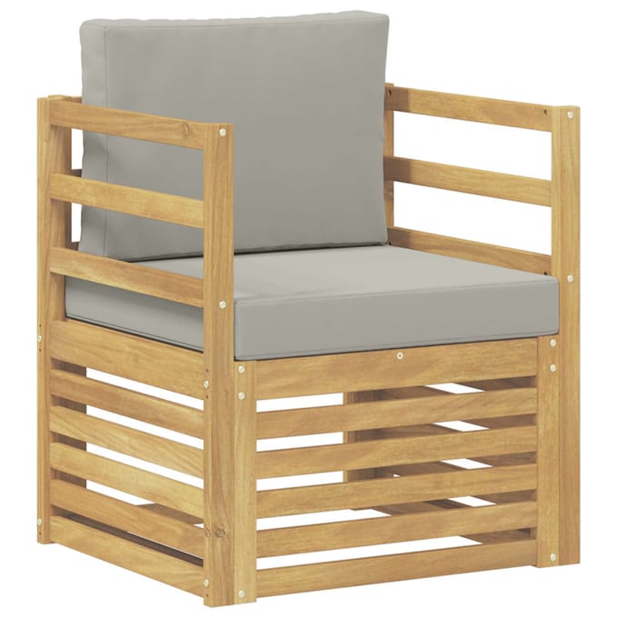 vidaXL - Buiten - bank - set - Polyester - Wit - en - lichtgrijs
