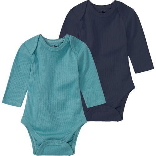 LUPILU 2 baby rompers (Donkerblauw/groen, 74/80)