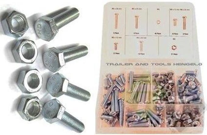 bout en moer assortiment - 125 delig - verschillende maten