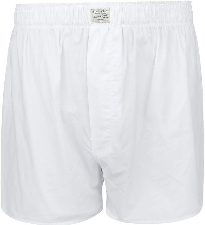 Steppin' Out Boxershort Solid Poplin Wit - Maat M - Heren - Boxershorts
