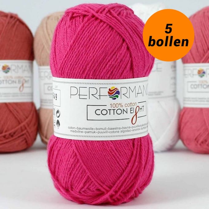 Cotton eight haakkatoen hard roze (1230) - 5 bollen van 1 kleur