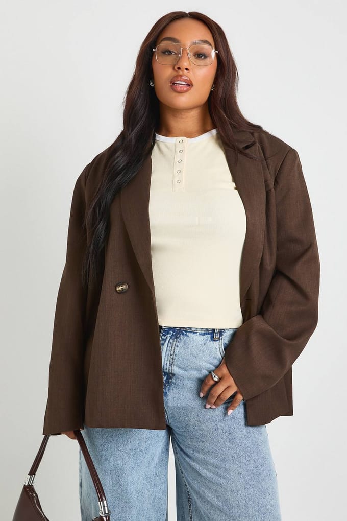 boohoo Dames Plus Top met knoopsluiting en contrasterende afwerking | Lemon | Maat: 16