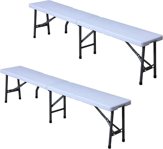 Vouwbank Set - Draagbare Zitjes - Buitenfeesten - Compact Vouwbaar - 43 cm - Wit