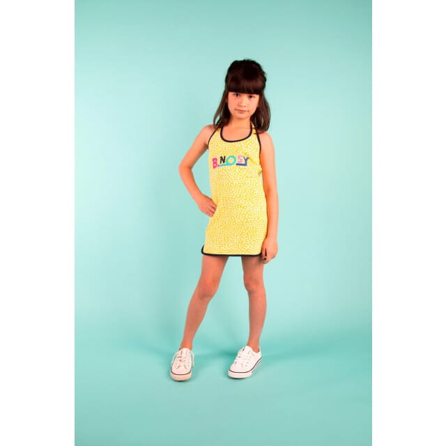 B.Nosy Girls dumbbell dress with dot aop and chest dessin
