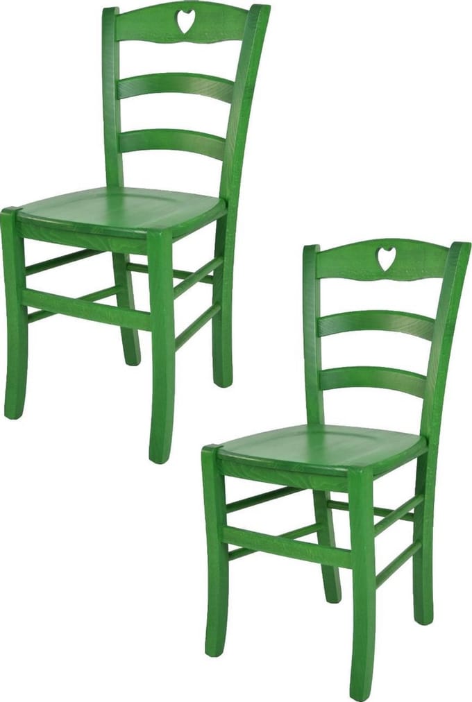 Tommychairs Cuore - Eetkamerstoelen - Set van 2 - Groen - Hout