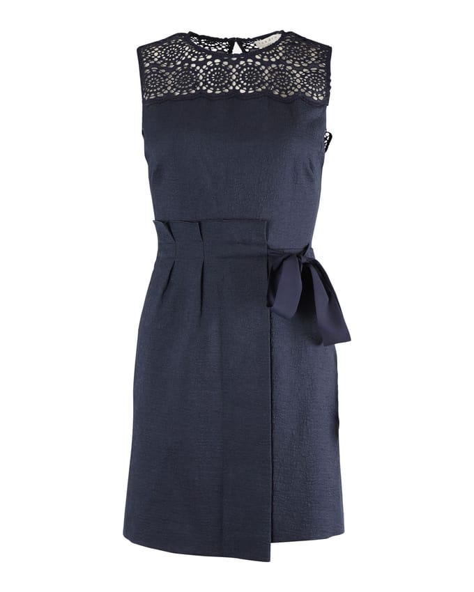 Sandro Justin Jacquard minijurk in marineblauw polyester