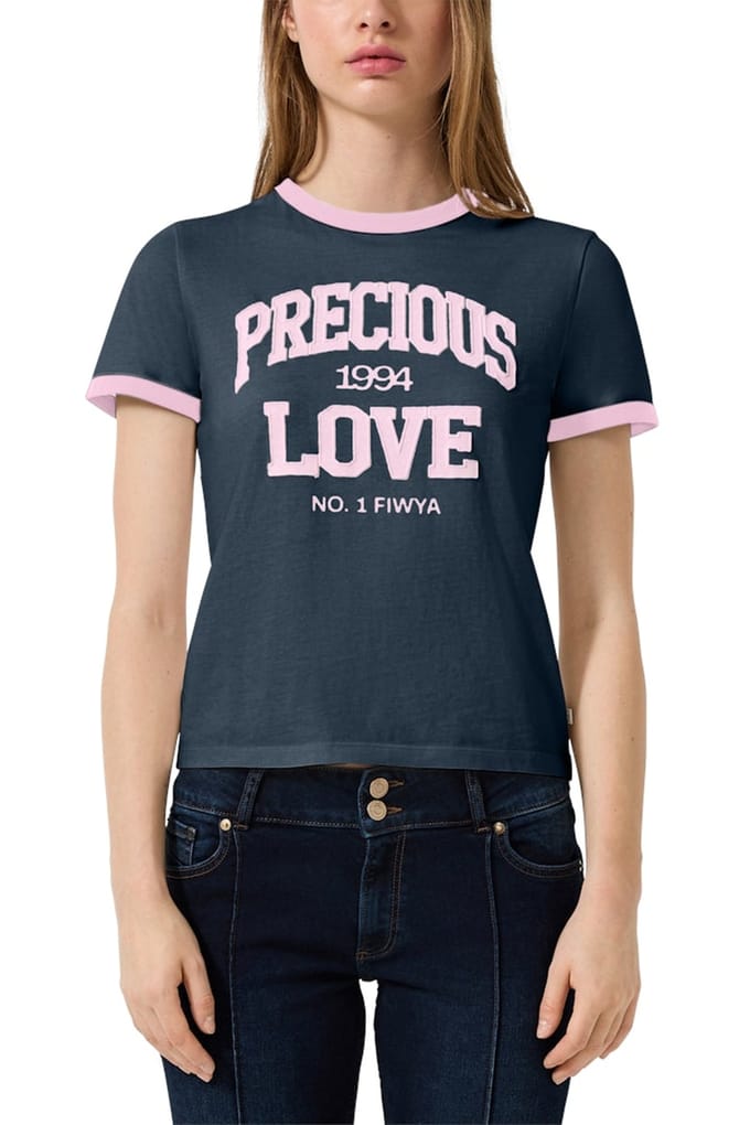 Q/S designed by - Dames t-shirt - Maat M - Vrouwen - MARINE - katoen