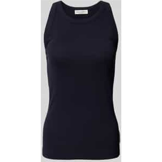 Shaped fit tanktop van geribde jersey met ronde hals