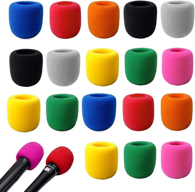 20 stuks microfoon covers in diverse kleuren, zacht foam voor windbescherming