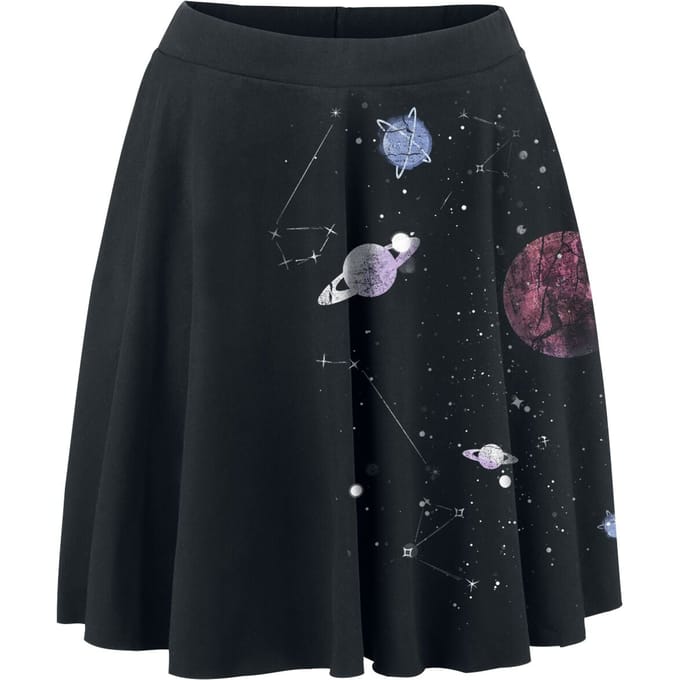 Outer Vision Minirok - Planetarium - M tot XXL - voor Vrouwen - zwart