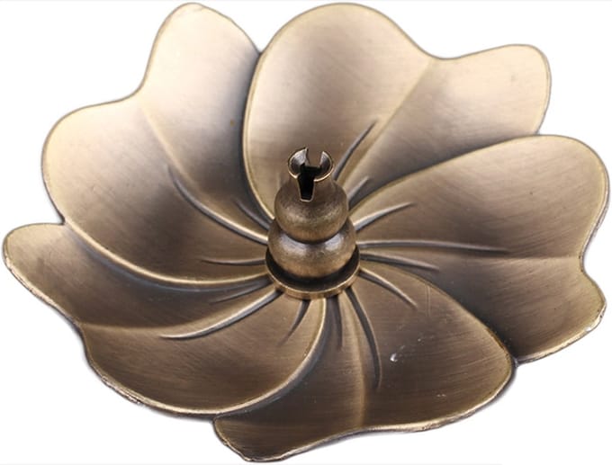DW4Trading Wierook Houder Blad Vorm - Brons Kleur - Boeddhisme - 9 cm