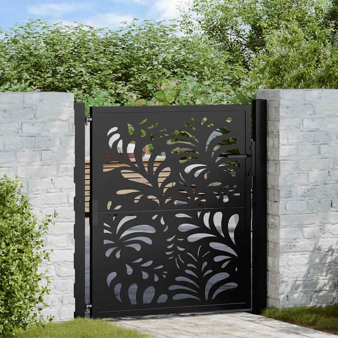 vidaXL - Poort - met - golfontwerp - 100x100 - cm - staal - zwart