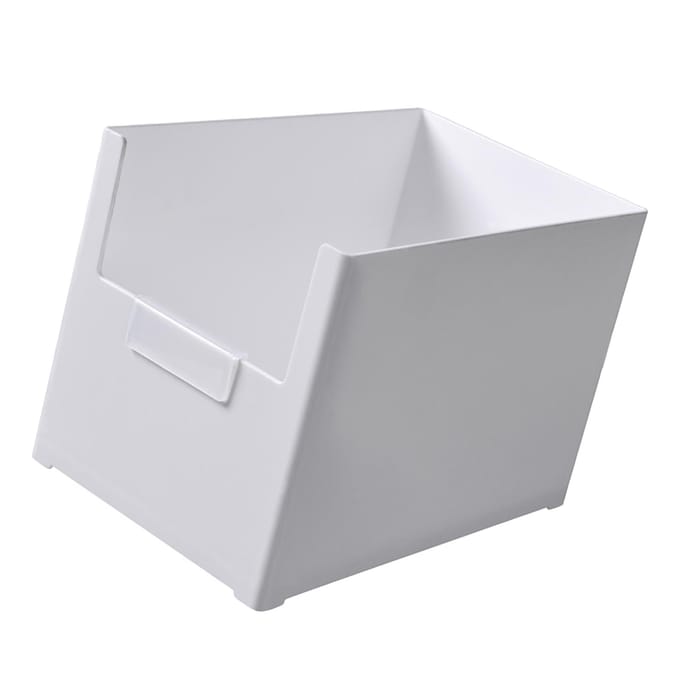 Plastic Open Voorzijde Organizer Bak Lade Ontwerp Multifunctionele Stapelbare Opbergbakken Keuken white
