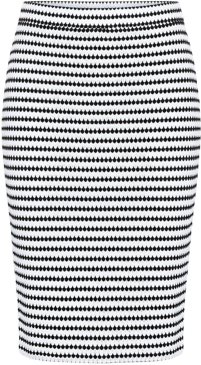 Studio Untold - Dames - Midi-rok van Jersey slim fit structuurstrepen - Off-white - Maat 42+