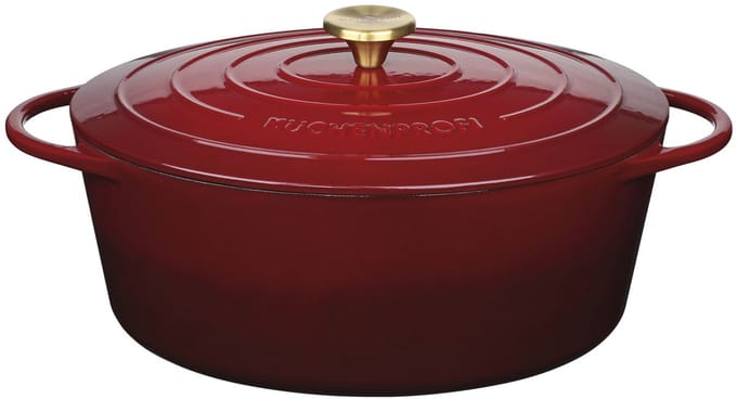 Küchenprofi Provence - Braadpan - 33 cm - 7 liter - Gietijzer - Médoc - Ovaal - Rood