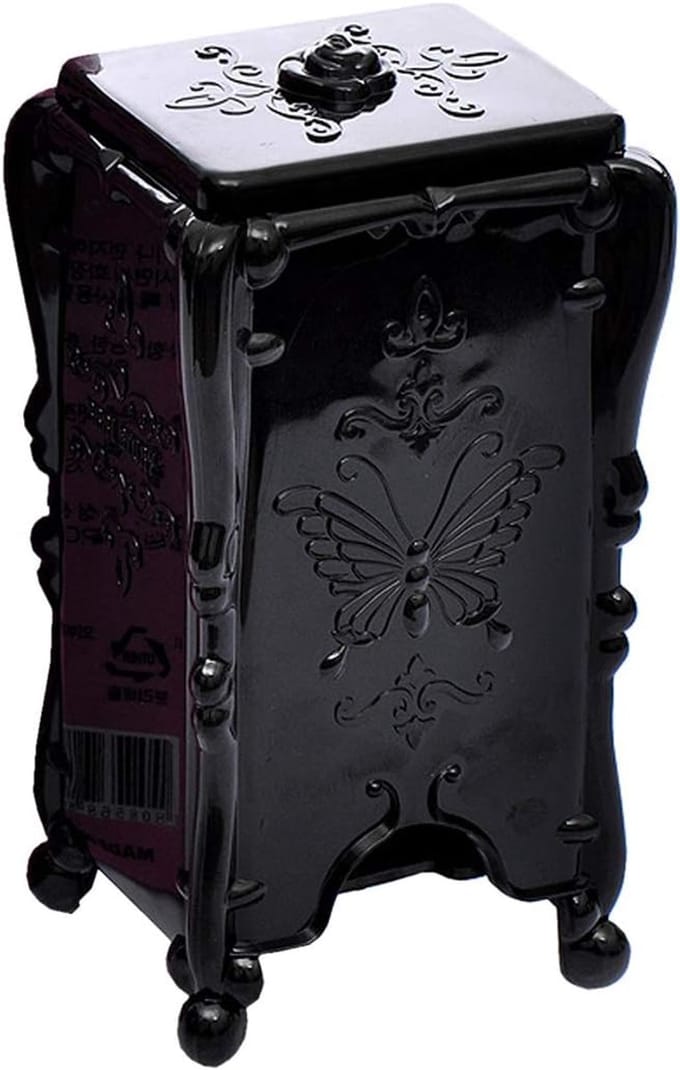 Katoenen Pads Houder - Make-up Organizer - Badkamer Opslag - Met Deksel - Acryl Container - Zwart