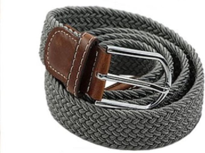 Scoby - Elastische Geweven Riem - Gevlochten Riem - Stretch Belt - Rekbaar - Grijs