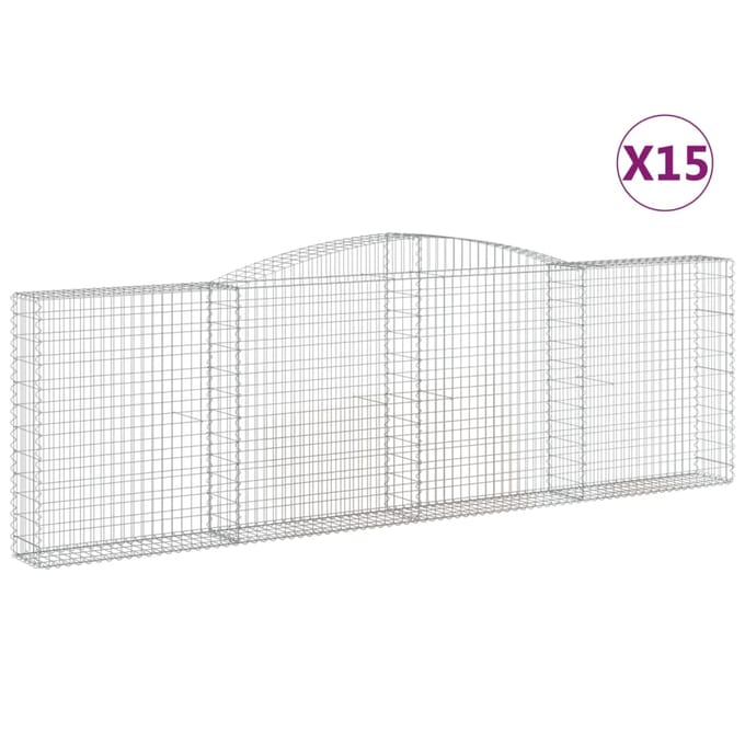 vidaXL - Schanskorven - 15 - st - gewelfd - 400x30x120/140 - cm - ijzer