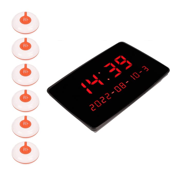 Système d'appel sans fil, écran PC, récepteur, 30 boutons d'appel étanches, téléavertisseur pour patients EU Plug black