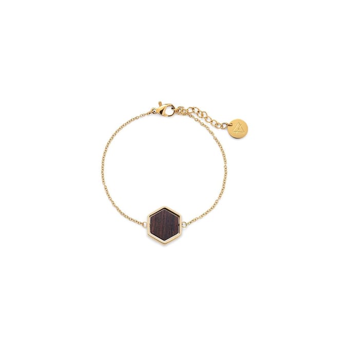 Kerbholz Damen-Armband Edelstahl, Holz One Size Gold 32021744
