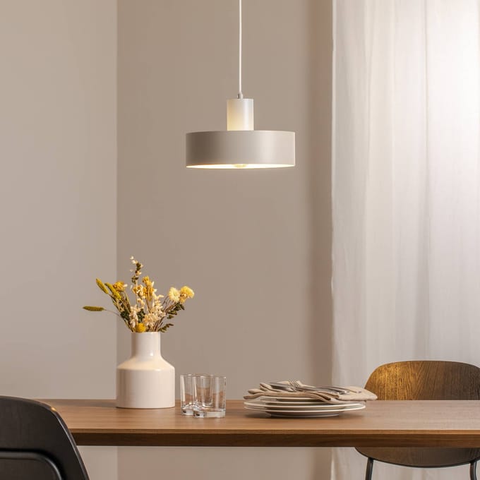 SIGMA Hanglamp Rif M, taupe, 1-lamp, Ø 25 cm, staal
