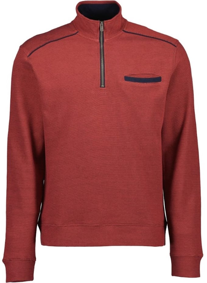 Blue Seven - Trui 370190 rood/oranje sweater korte rits - maat M