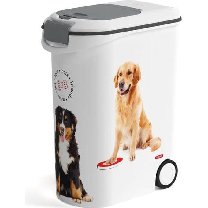 Curver Voedselcontainer Hond - 54L- 20KG - 28x50x61cm - Wit/Grijs