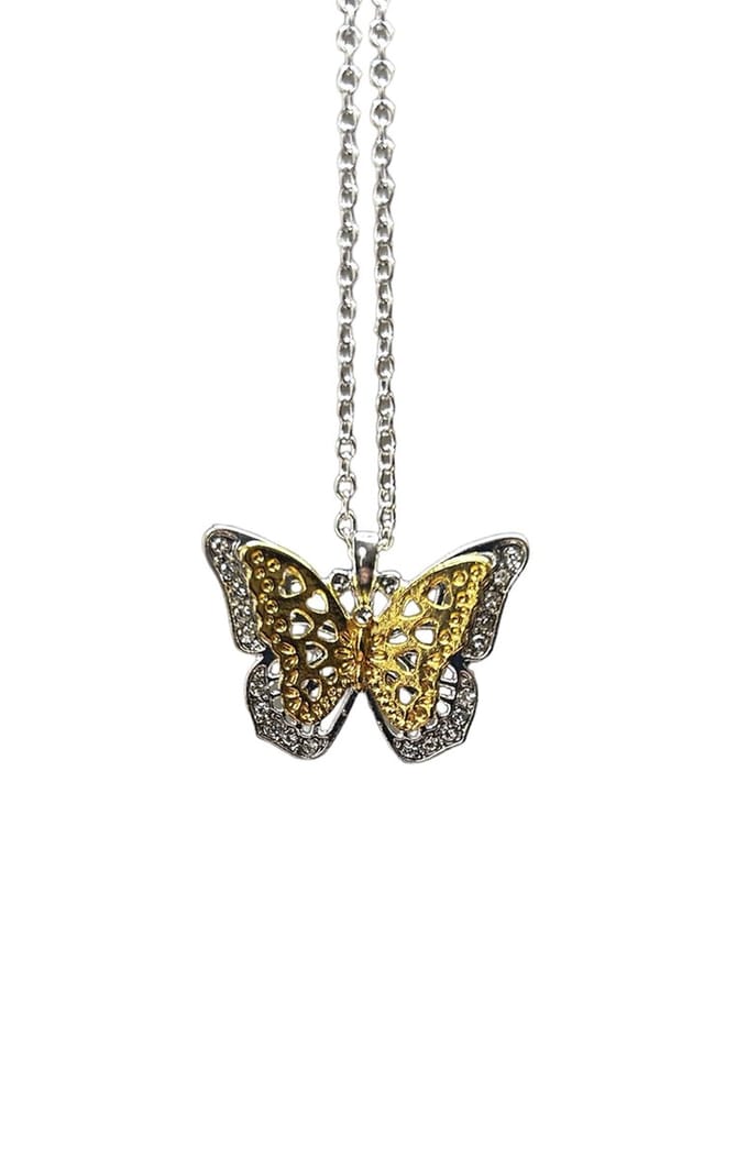 Bijoux by Ive - Ketting met hanger - Vlinder - Zilver en Goudkleurig