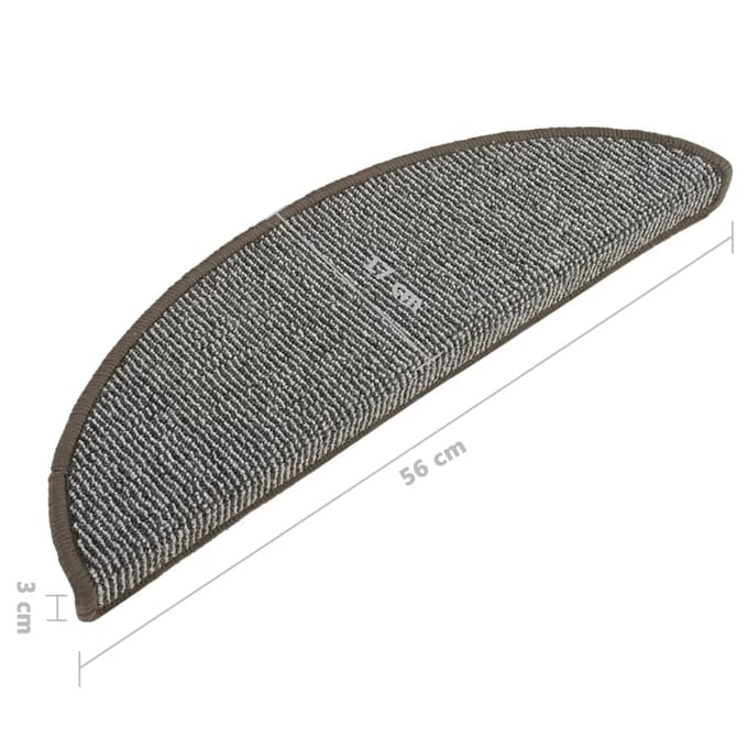 vidaXL - Trapmatten - 15 - st - 56x17x3 - cm - Grijs - Halfrond