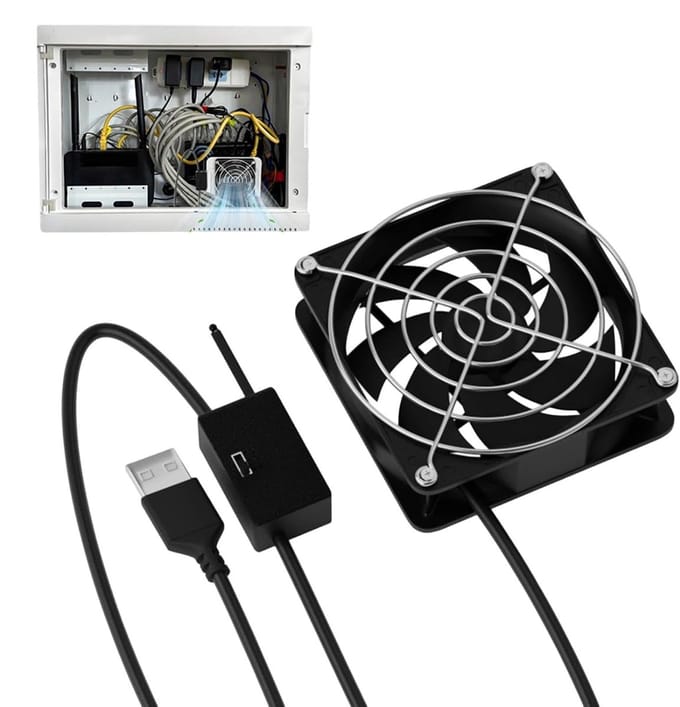 Computer Ventilator - Koeler USB - Apparaten Koelen - Temperatuurgevoelig - 8x8x2.4 cm - Zwart