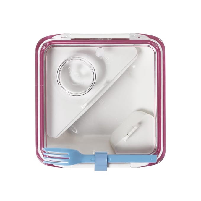lunchbox vierkant wit - roze