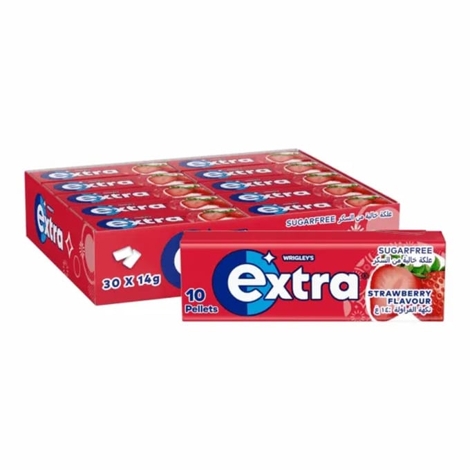 Wrigley's Extra Strawberry suikervrij - 30 x 10 stuks (30 x 14 gram)