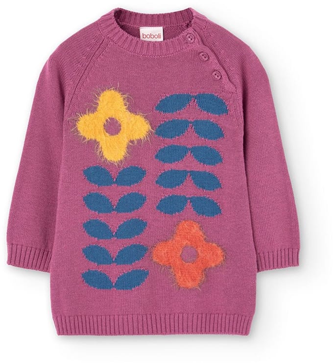 Boboli Knitwear Lang Mouw Jurk Roze 12 Months Meisje