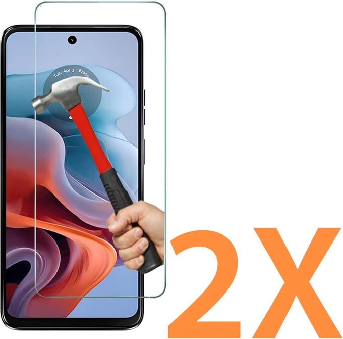 Glasplaatje Geschikt voor: Motorola Moto G34 / G34 5G- 2x Screenprotector - screen protector - glas - bescherm - beschermglas