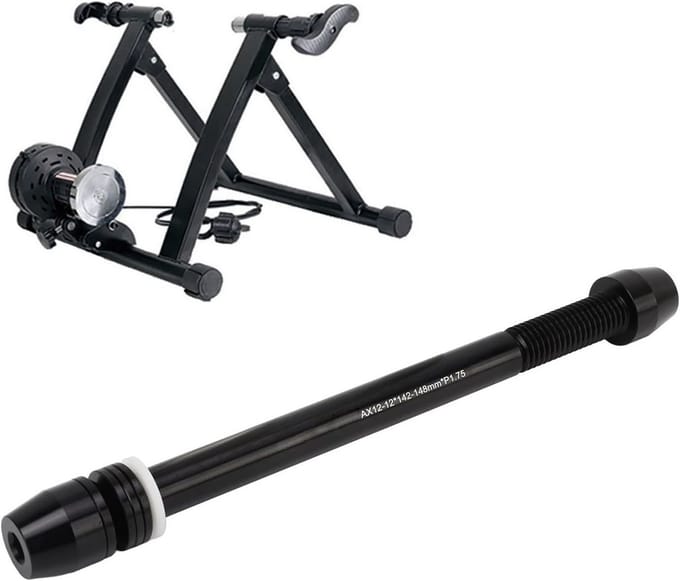Steekasadapter - Roltrainer as - Binnen fietsen - Verstelbare lengte - 142-148 mm - Zwart