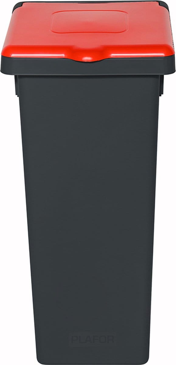 Plafor Fit Afvalemmer met Gesloten Deksel 20L – Recycling – Grijs/Rood