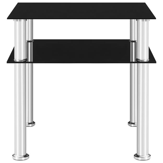 vidaXL - Bijzettafel - 45x50x45 - cm - gehard - glas - zwart
