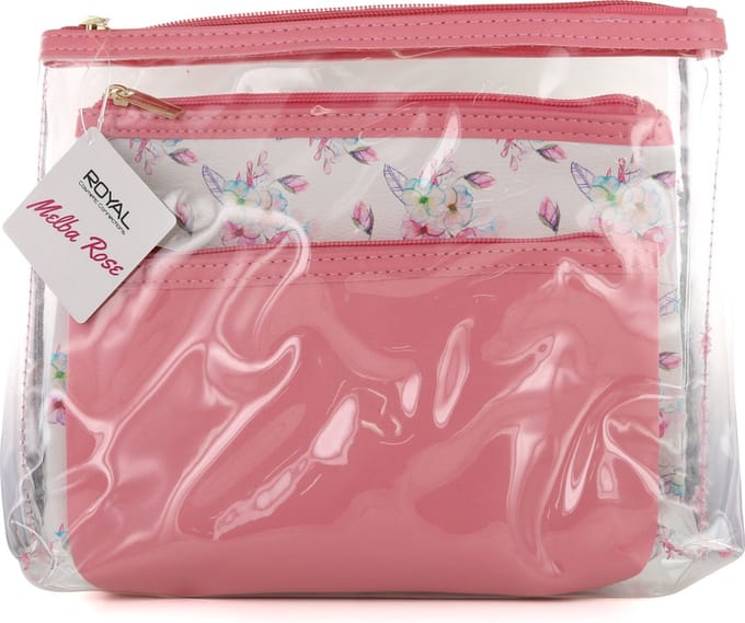 Royal Melba Rose Toilettas met Rits (set van 3)