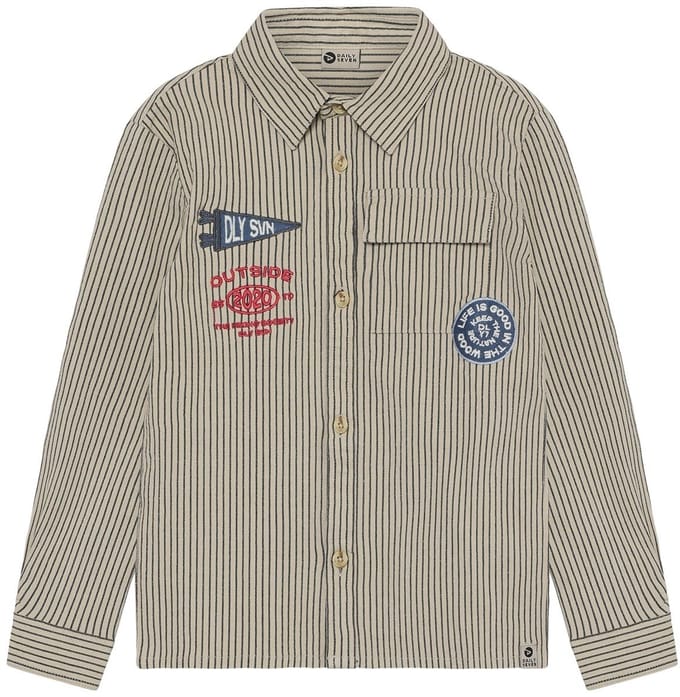 Daily7 - Shirt Longsleeve Small Stripe - Egret - Maat 80