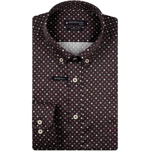 Giordano Overhemd Ivy Abstract Mini Floral Graphic Satin Stretch Button-Down Deep Mauve-Multi / male