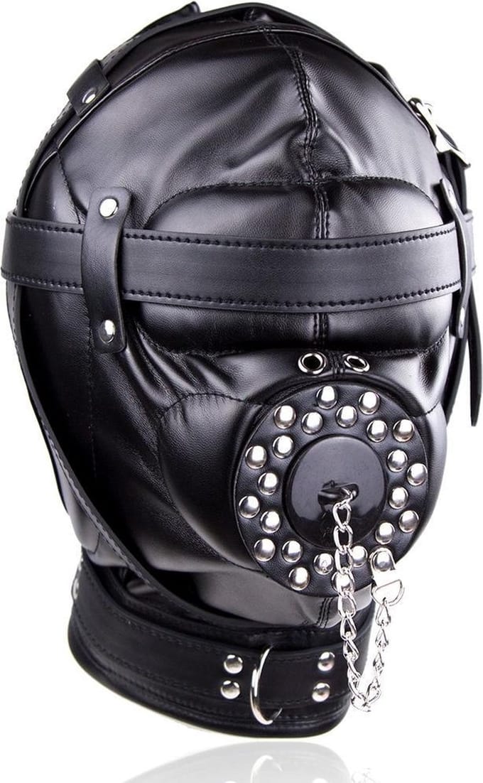 Banoch - Depraved Stopper Black - Zwart bondage masker van pu Leer | BDSM