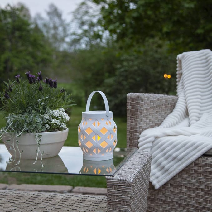 STAR TRADING LED lantaarn Flame Lantern, wit, hoogte 16 cm