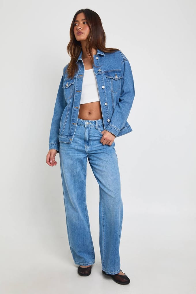 boohoo Dames Basics Hoge Taille Rechte Pijpen Jeans | Mid Wash | Maat: 6/32L