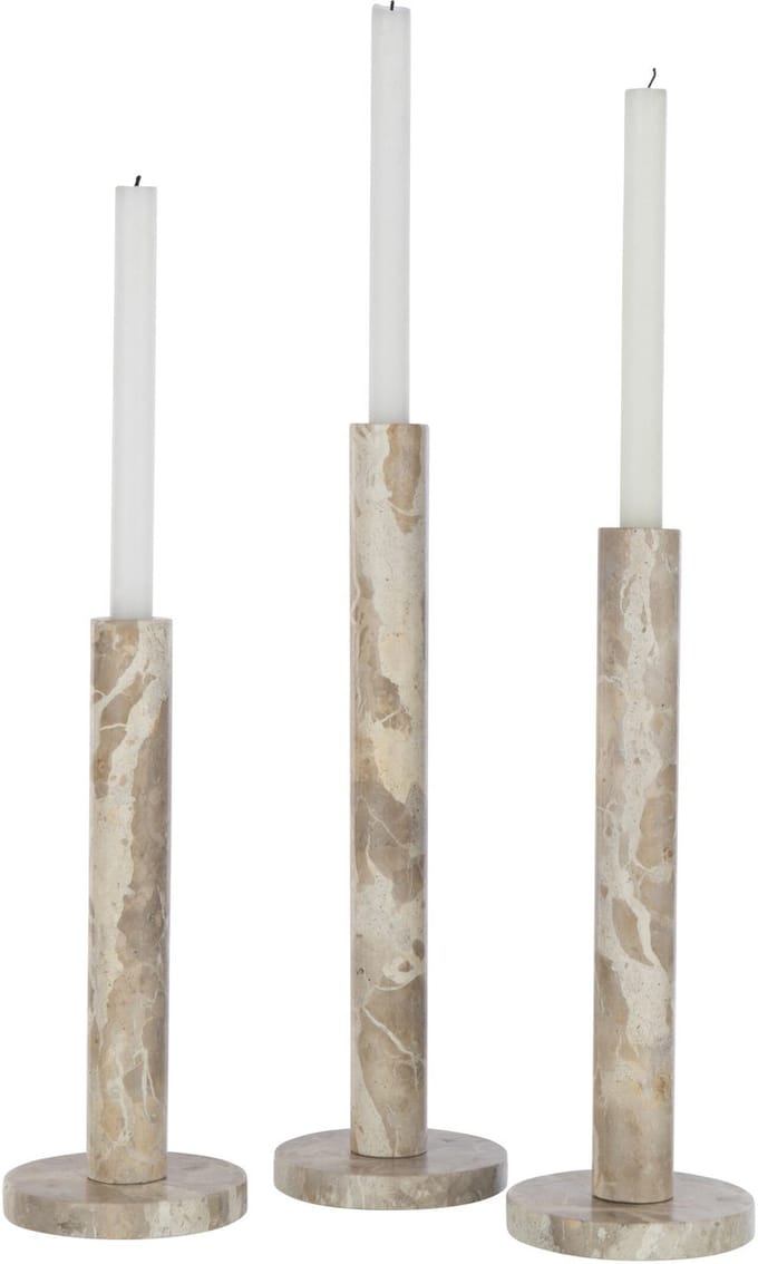 J-Line kaarshouder Marmer - steen - beige - set van 3