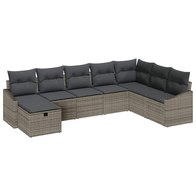 vidaXL - Bankstel - 9 - st - poly - rattan