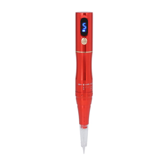 Semi-permanente make-up machine, draadloos opladend, tattoo microblading pen voor wenkbrauw, lip, rood EU Plug