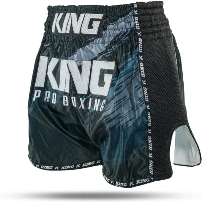 King Pro Boxing Storm 1 Muay Thai Shorts - zwart/donkerblauw M