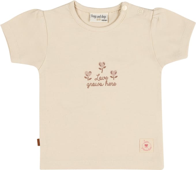 Frogs and Dogs - T-shirt Love Grows Here | Sheer Pink - Katoen - Maat 80