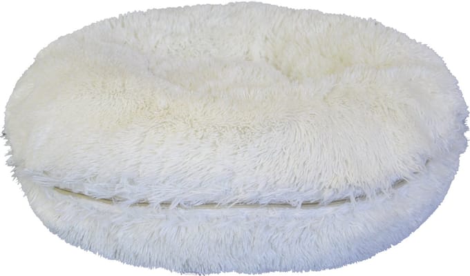 Jack And Vanilla Puff - Hond Kussens - Jv Puff Long Plush Wit-ø105cm - 5.1 - Long Plush Wit