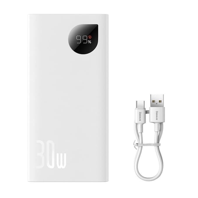 Baseus - Adaman2 - powerbank met digitaal display 2x USB-A / 1x USB-C 10000mAh 30W - wit